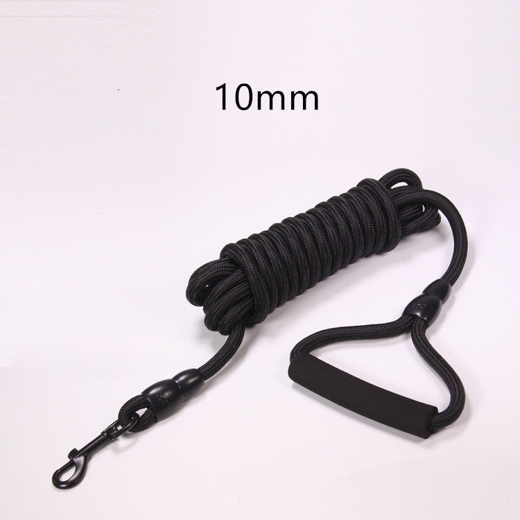 Black 10 metre long-line dog lead with metal clip