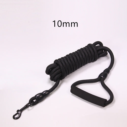 Black 10 metre long-line dog lead with metal clip
