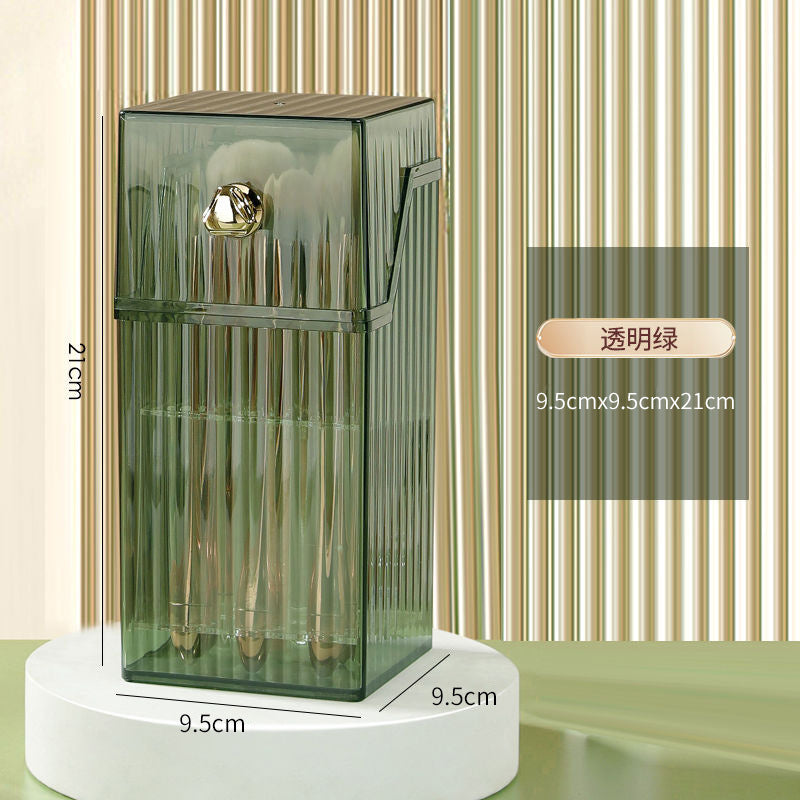 Clear cosmetic brush storage box detail