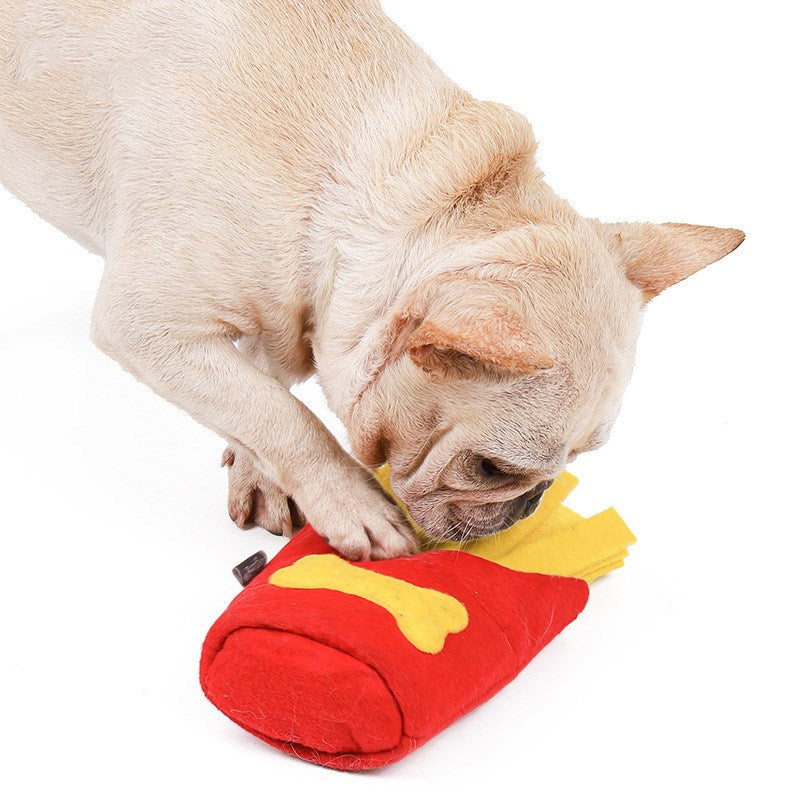 French fries snuffle toy size and material detail