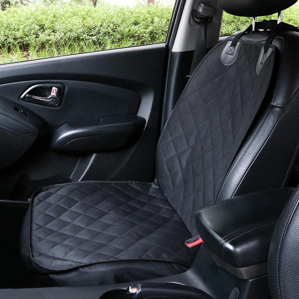 Quilted pet front seat protector showing full seat coverage