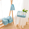 Blue eight-piece travel packing organiser set