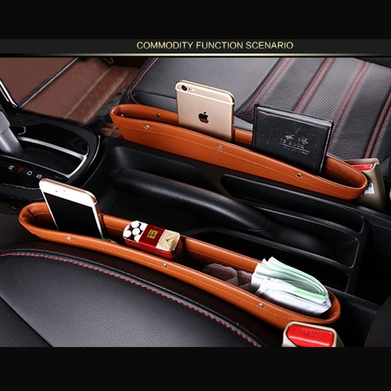 Seat gap organiser holding a phone and small accessories
