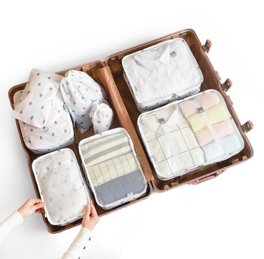 Packing organiser set arranged inside luggage