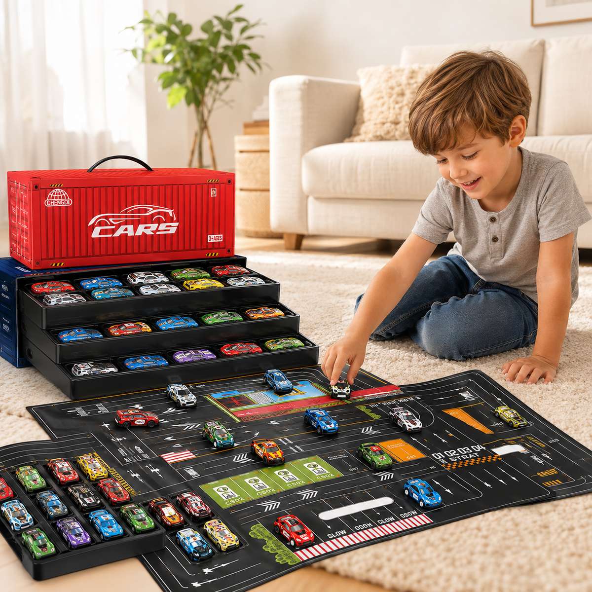 48 Mini Cars with Carry Case & Road Play Mat — product image 5