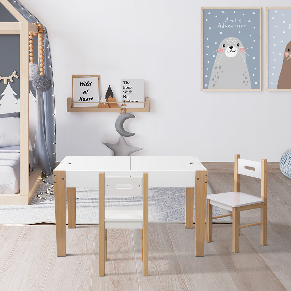 Keezi Chalkboard Activity Table & Chairs with Storage — 3 Pieces — product image 1
