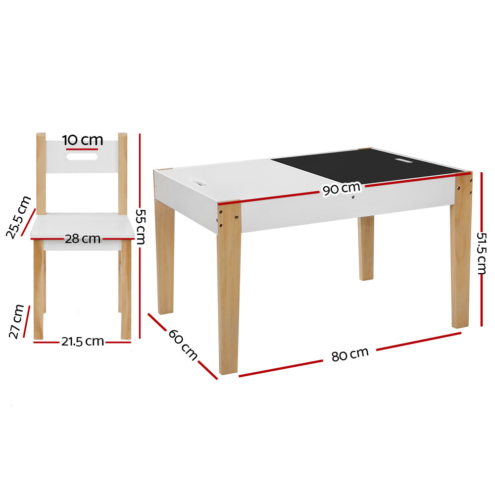 Keezi Chalkboard Activity Table & Chairs with Storage — 3 Pieces — product image 2