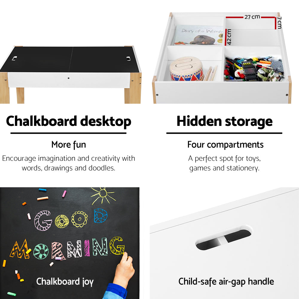 Keezi Chalkboard Activity Table & Chairs with Storage — 3 Pieces — product image 5