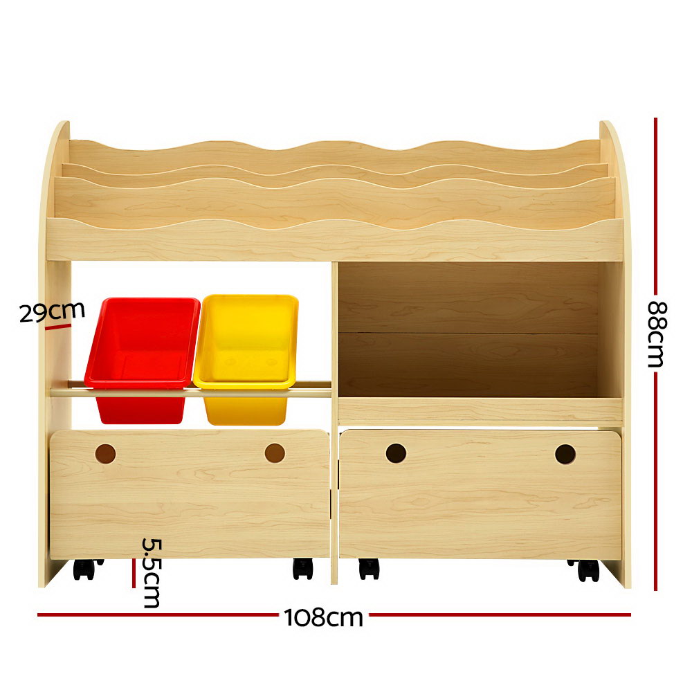 Keezi Kids' Bookshelf & Toy Box — 3 Tiers — product image 4