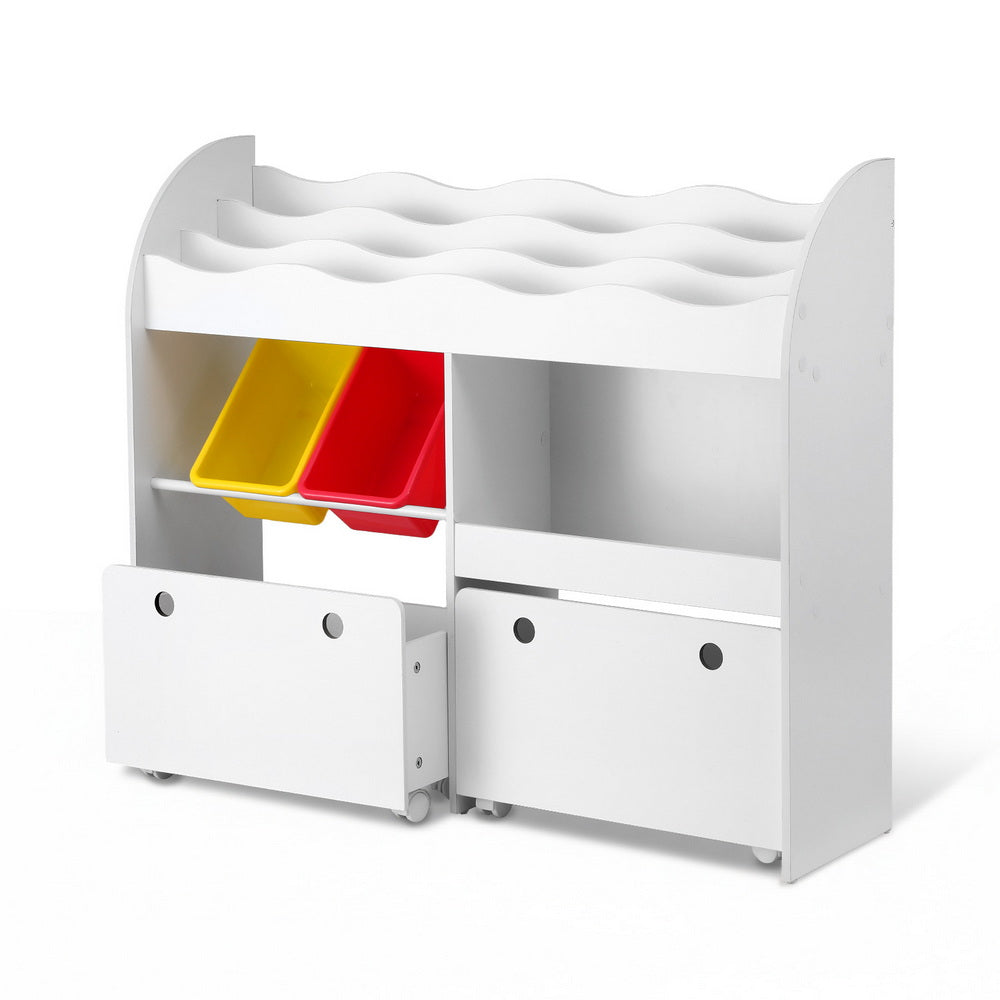 Keezi Kids' Bookshelf & Toy Box — White, 3 Tiers — product image 1