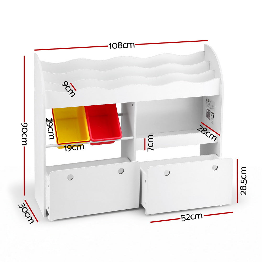 Keezi Kids' Bookshelf & Toy Box — White, 3 Tiers — product image 3