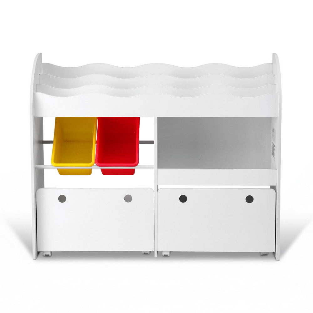 Keezi Kids' Bookshelf & Toy Box — White, 3 Tiers — product image 4