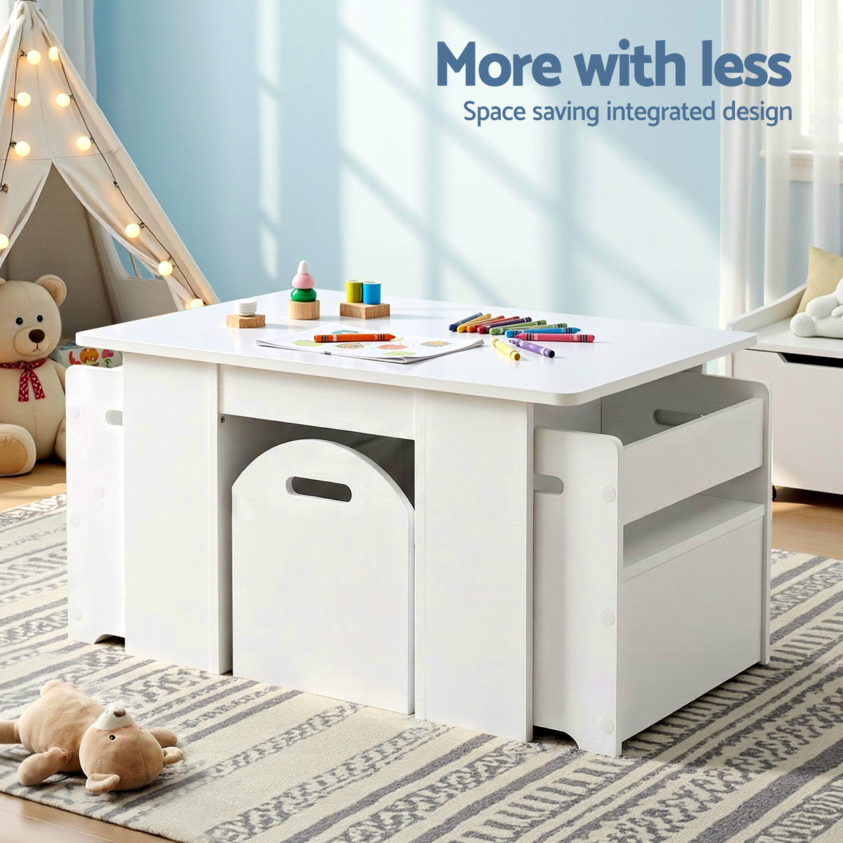 Keezi Kids' Activity Table & Chairs with Storage — 3 Pieces — product image 5