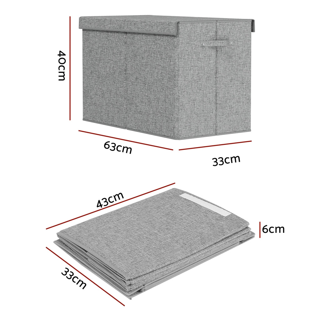 Keezi Large Toy Box Chest Storage with Flip-Top Lid Foldable Organiser Bins Grey — product image 2
