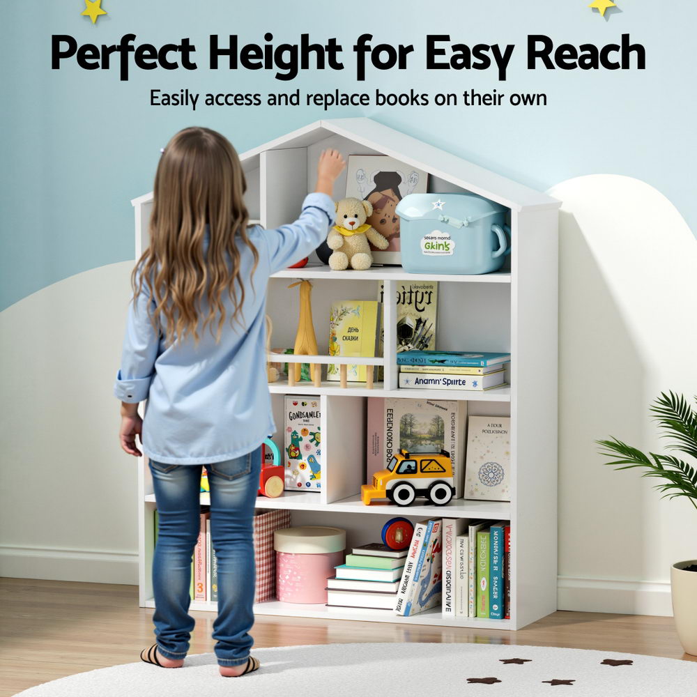 Keezi 4-Tier Wooden Kids' Bookshelf — White — product image 4