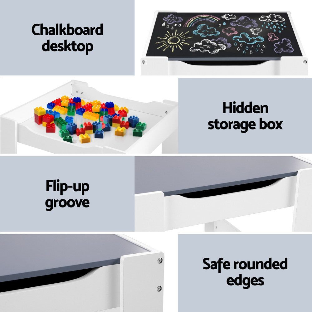 Keezi Chalkboard Activity Table & Chairs — Grey — product image 5