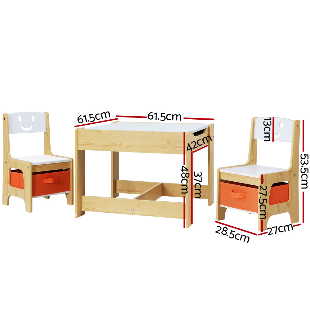 Keezi Chalkboard Table & Chairs with Toy Storage — 3 Pieces — product image 2
