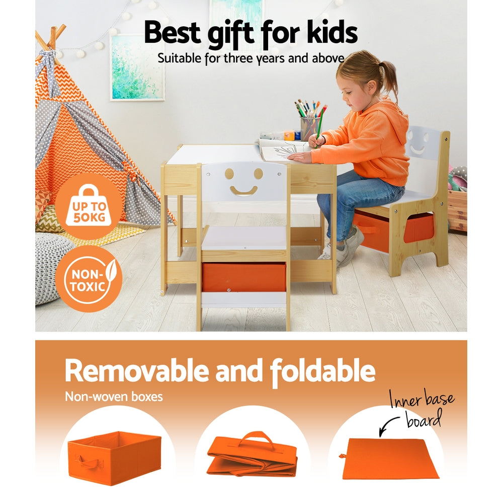Keezi Chalkboard Table & Chairs with Toy Storage — 3 Pieces — product image 4