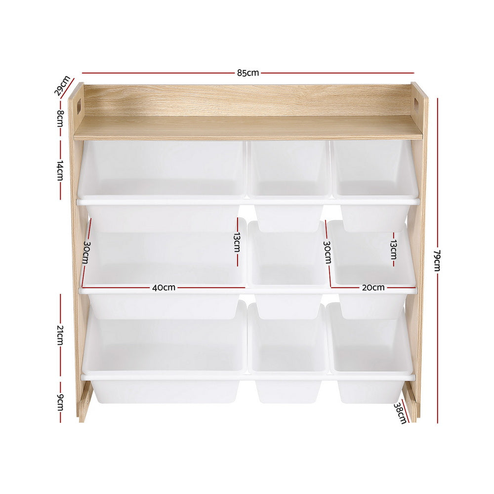 Keezi Wooden Bookshelf & Toy Organiser — 9 Bins — product image 2