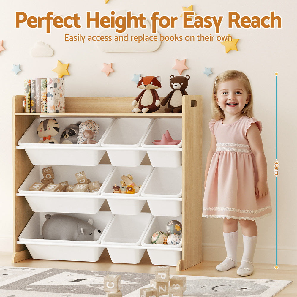 Keezi Wooden Bookshelf & Toy Organiser — 9 Bins — product image 4
