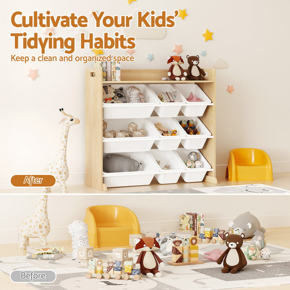 Keezi Wooden Bookshelf & Toy Organiser — 9 Bins — product image 5
