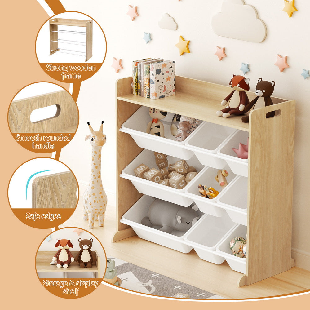 Keezi Wooden Bookshelf & Toy Organiser — 9 Bins — product image 6