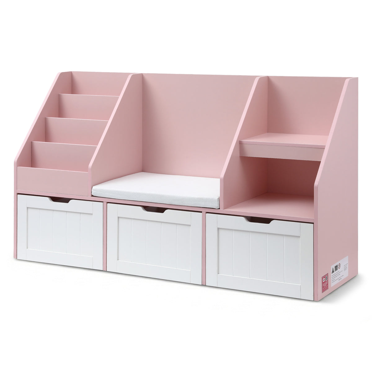 Keezi Kids' Bookshelf, Storage & Bench — Pink — product image 1
