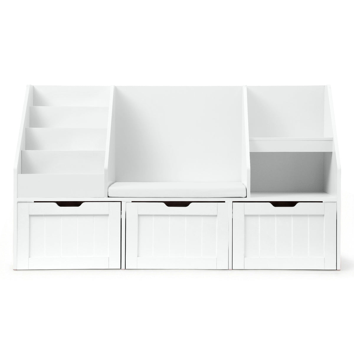 Keezi Kids' Bookshelf, Storage & Bench — White — product image 4