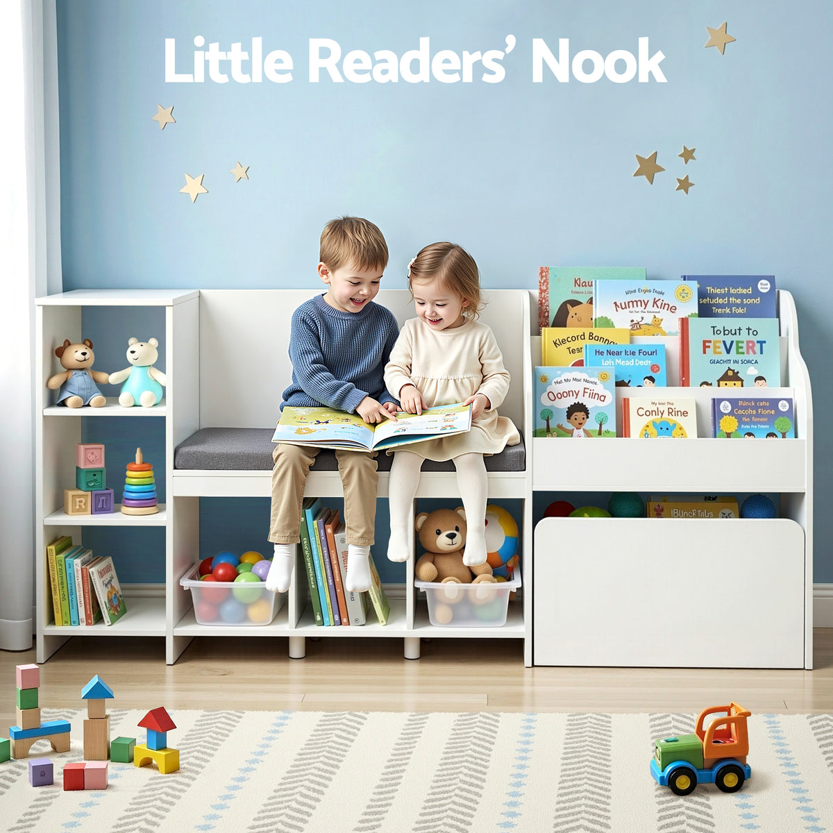 Keezi Kids' Storage Unit & Bench — White, 170 cm — product image 5