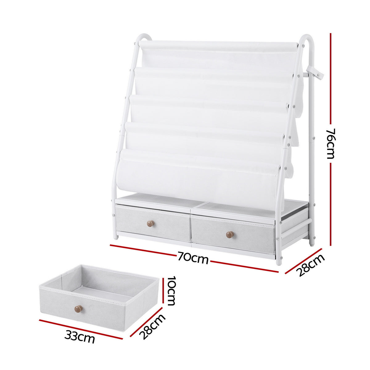 Keezi Metal Kids' Bookshelf & Toy Storage — White — product image 3