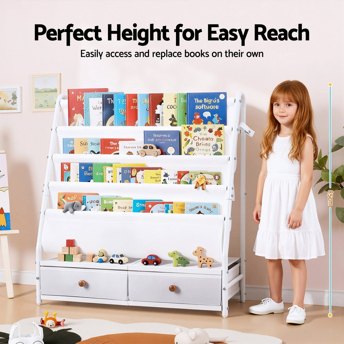 Keezi Metal Kids' Bookshelf & Toy Storage — White — product image 5