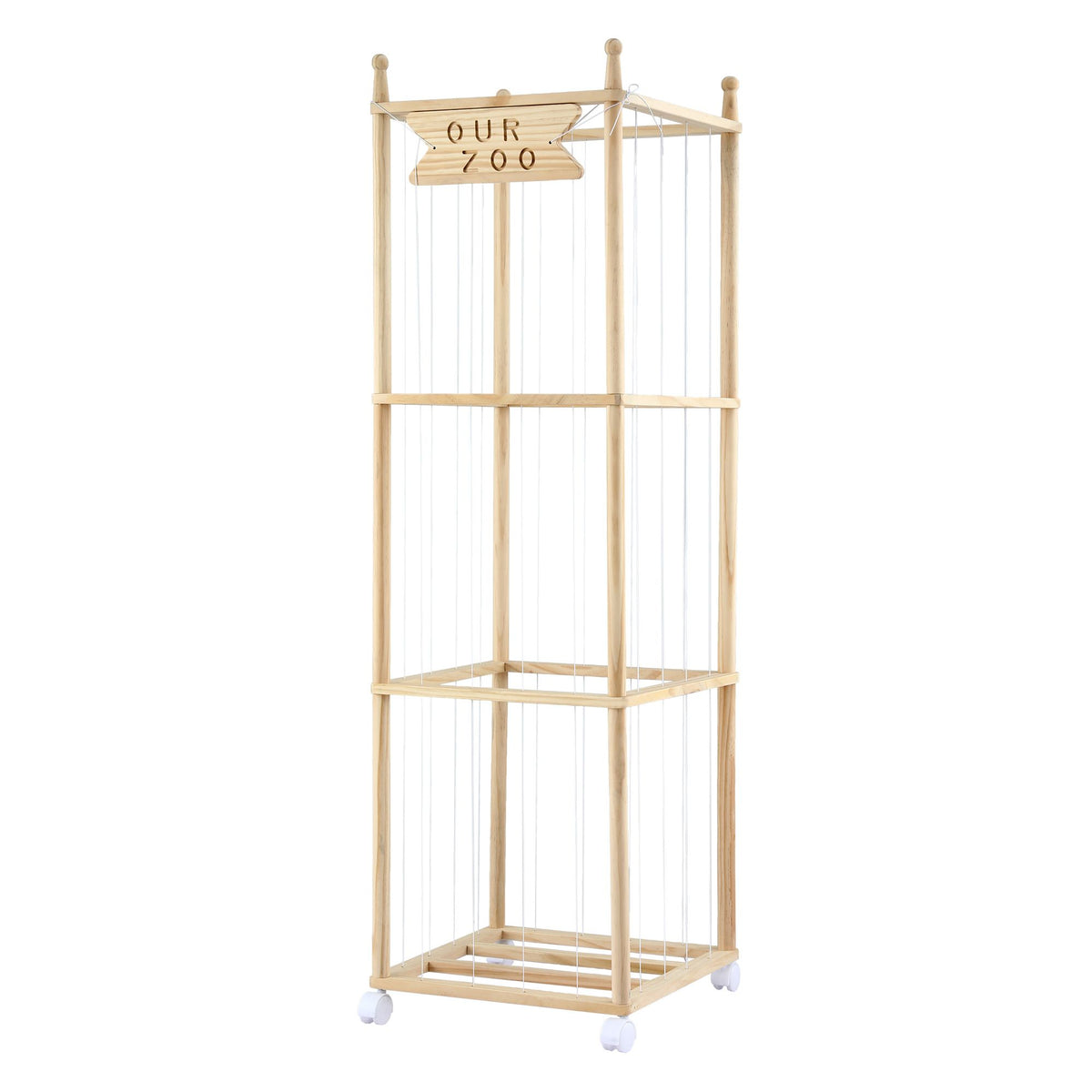 Keezi Mobile Wooden Stuffed Animal Storage Cage — product image 1