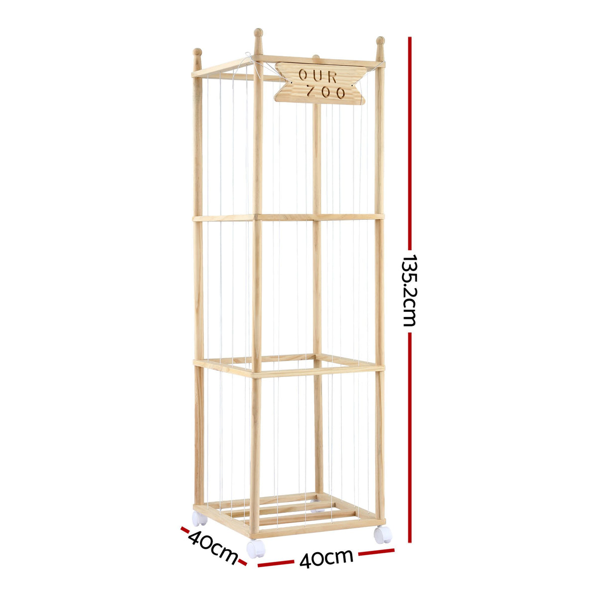 Keezi Mobile Wooden Stuffed Animal Storage Cage — product image 3