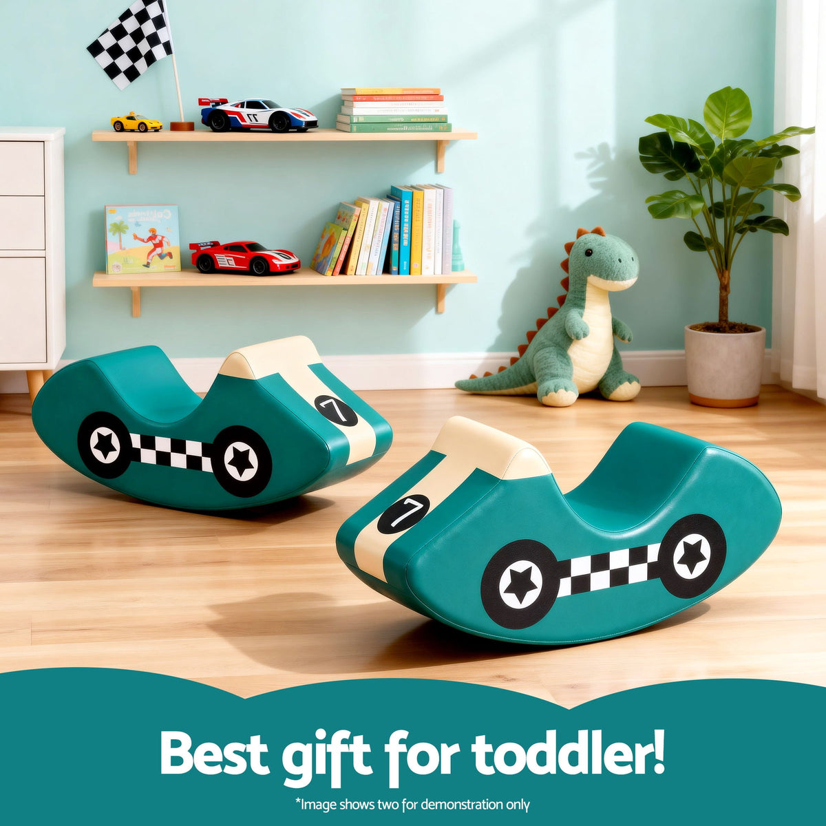 Keezi Foam Car Rocker — Teal Blue