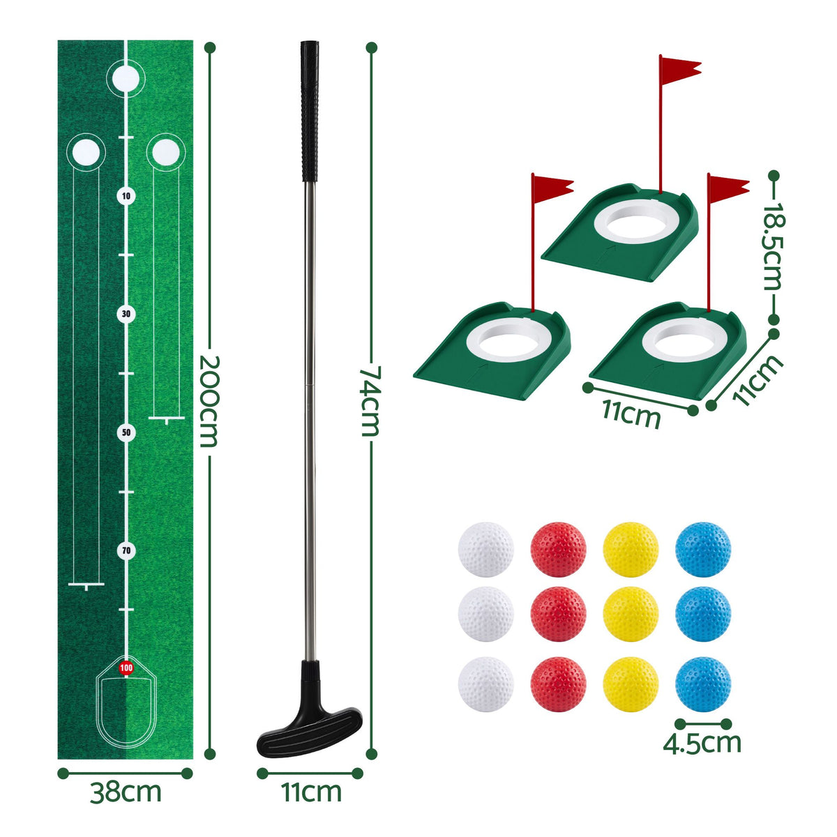 Keezi Golf Putting Set — Mat, Club & 12 Balls — product image 3