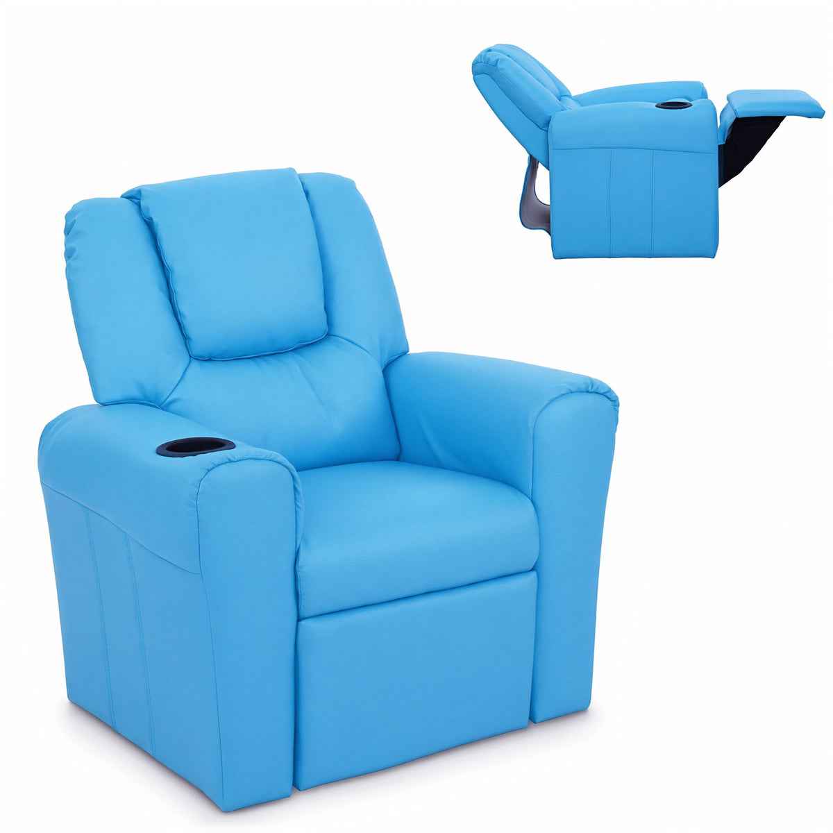 Keezi Kids' PU Leather Recliner — Blue — product image 1
