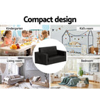 Keezi Kids' 2-Seater Flip-Out Sofa — Black PU Leather — product image 7