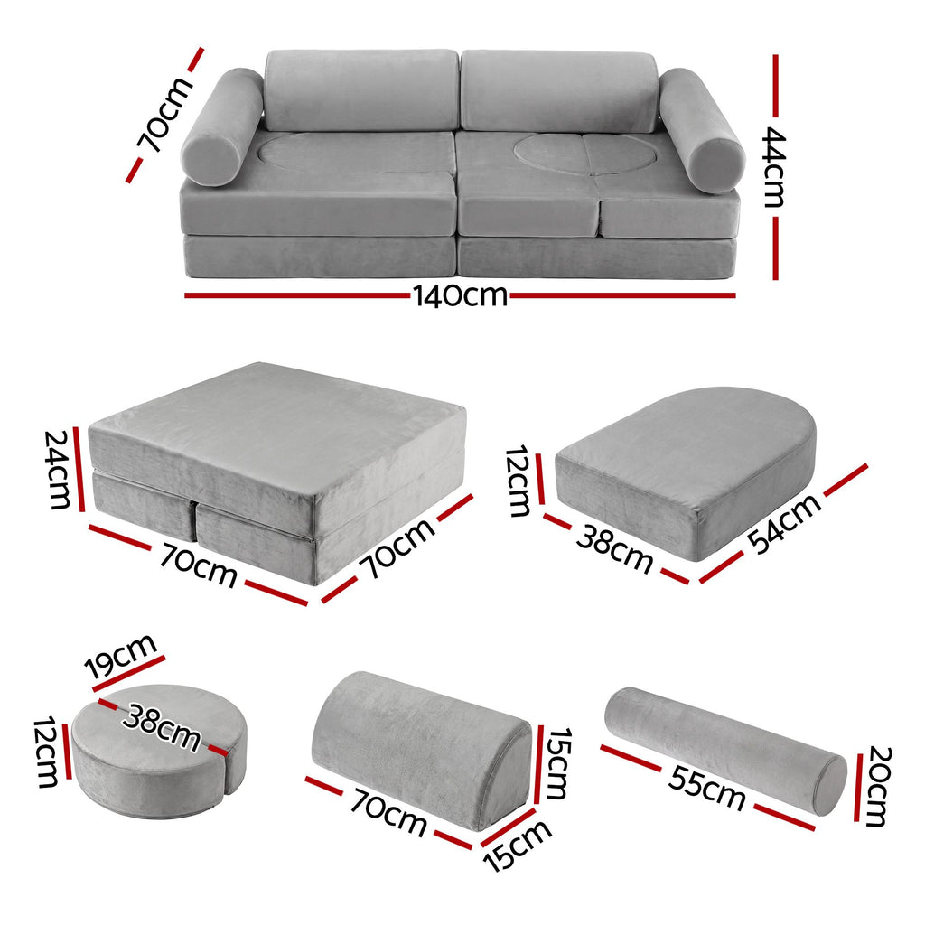 Keezi Modular Play Sofa — Grey, 12 Pieces — product image 2