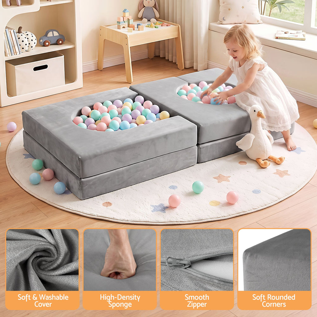 Keezi Modular Play Sofa — Grey, 12 Pieces — product image 5