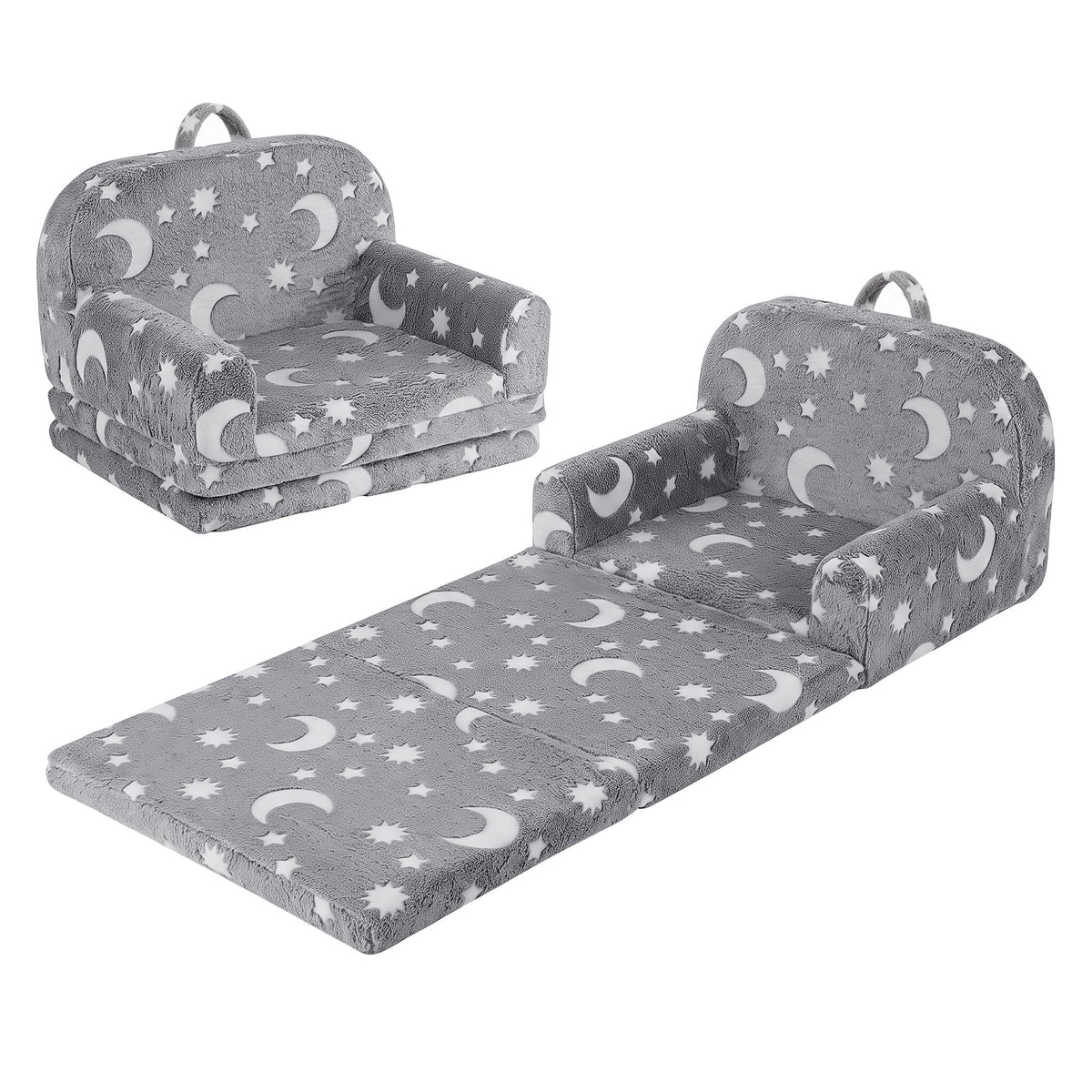 Keezi Kids 2-in-1 Fold Out Sofa Bed with Removable Washable Cover, Carry Handle, Storage Pocket — product image 2