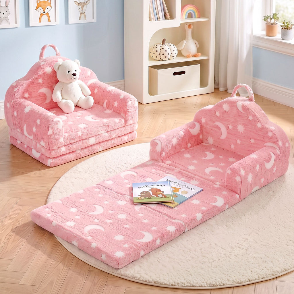 Keezi Kids 2-in-1 Fold Out Sofa Bed with Removable Washable Cover, Carry Handle, Storage Pocket — product image 1