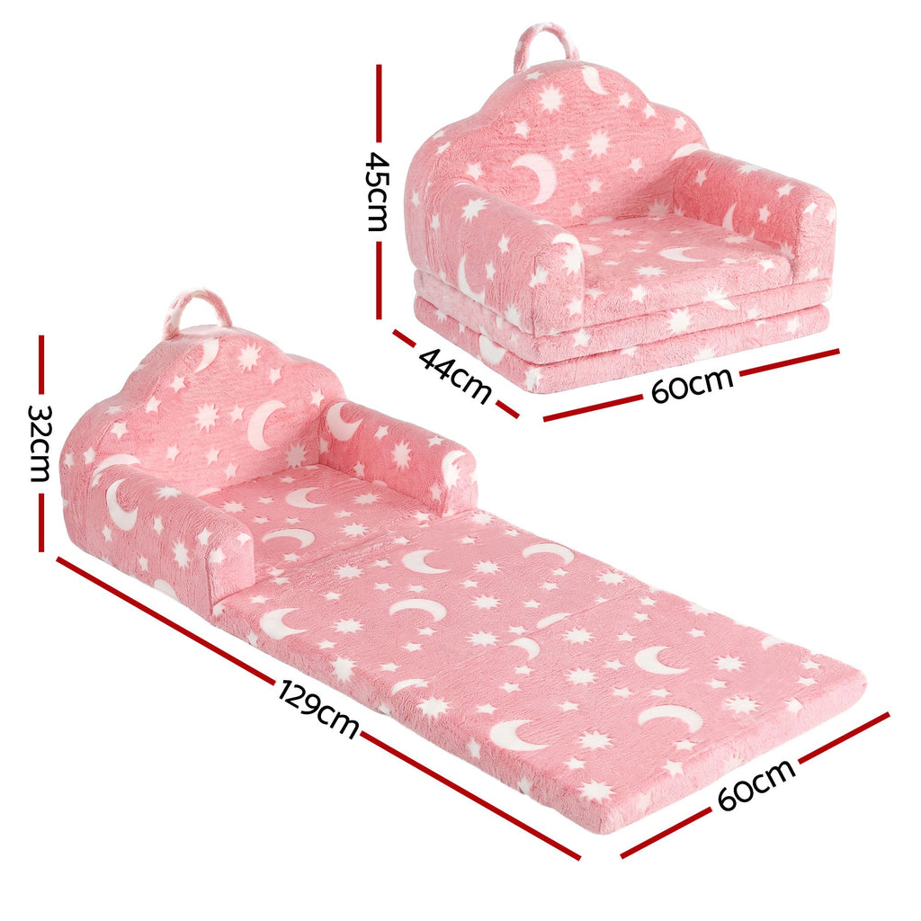 Keezi Kids 2-in-1 Fold Out Sofa Bed with Removable Washable Cover, Carry Handle, Storage Pocket — product image 3