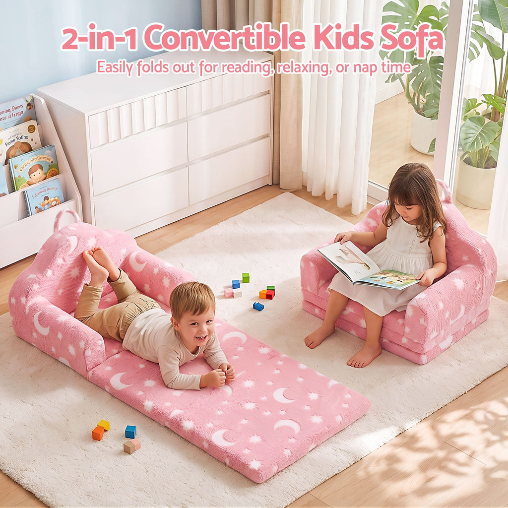 Keezi Kids 2-in-1 Fold Out Sofa Bed with Removable Washable Cover, Carry Handle, Storage Pocket — product image 5