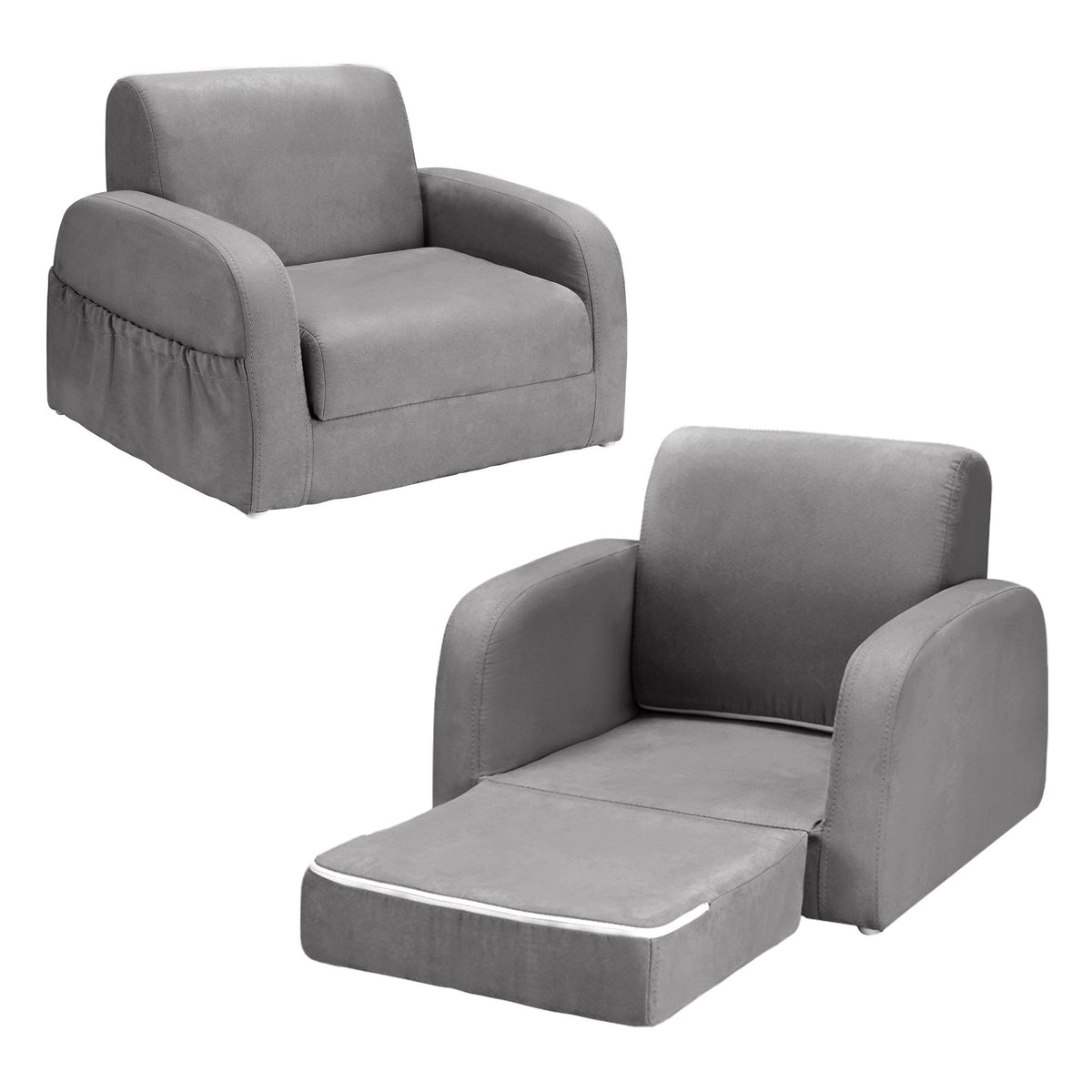 Keezi Kids' Flip-Out Sofa — Grey — product image 2