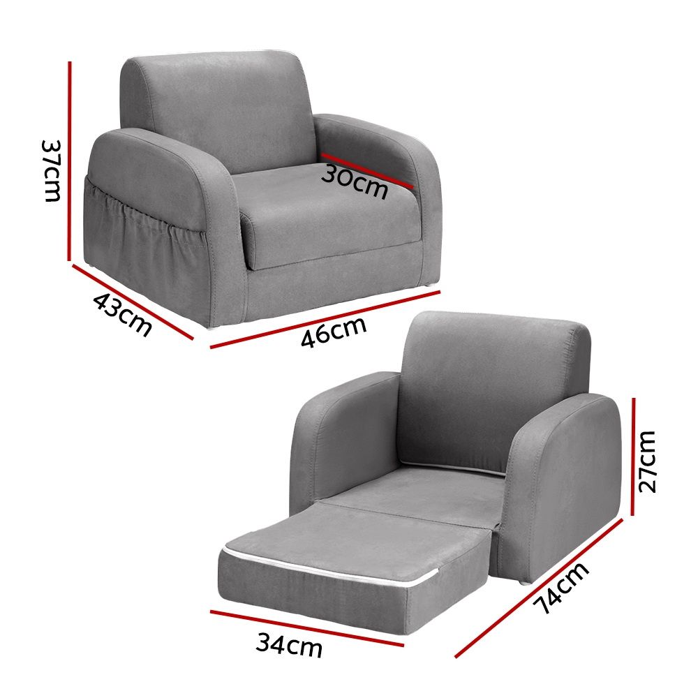 Keezi Kids' Flip-Out Sofa — Grey — product image 3