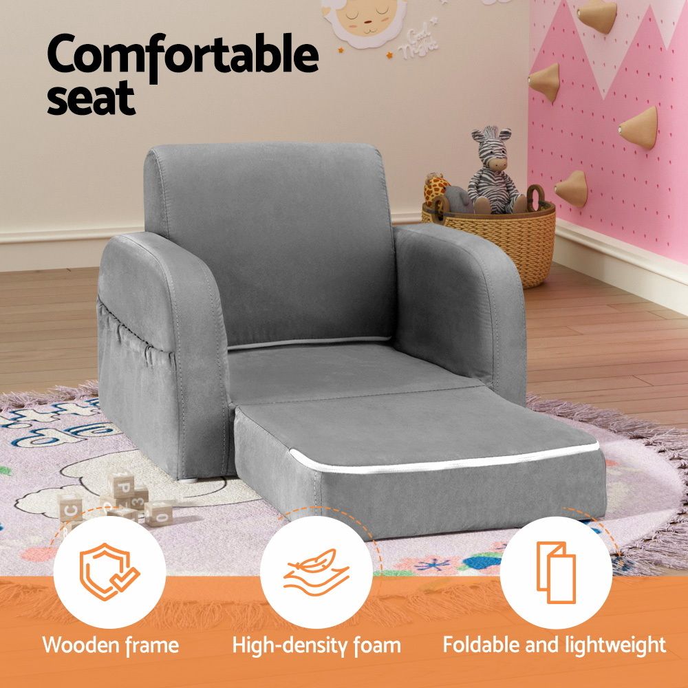Keezi Kids' Flip-Out Sofa — Grey — product image 5