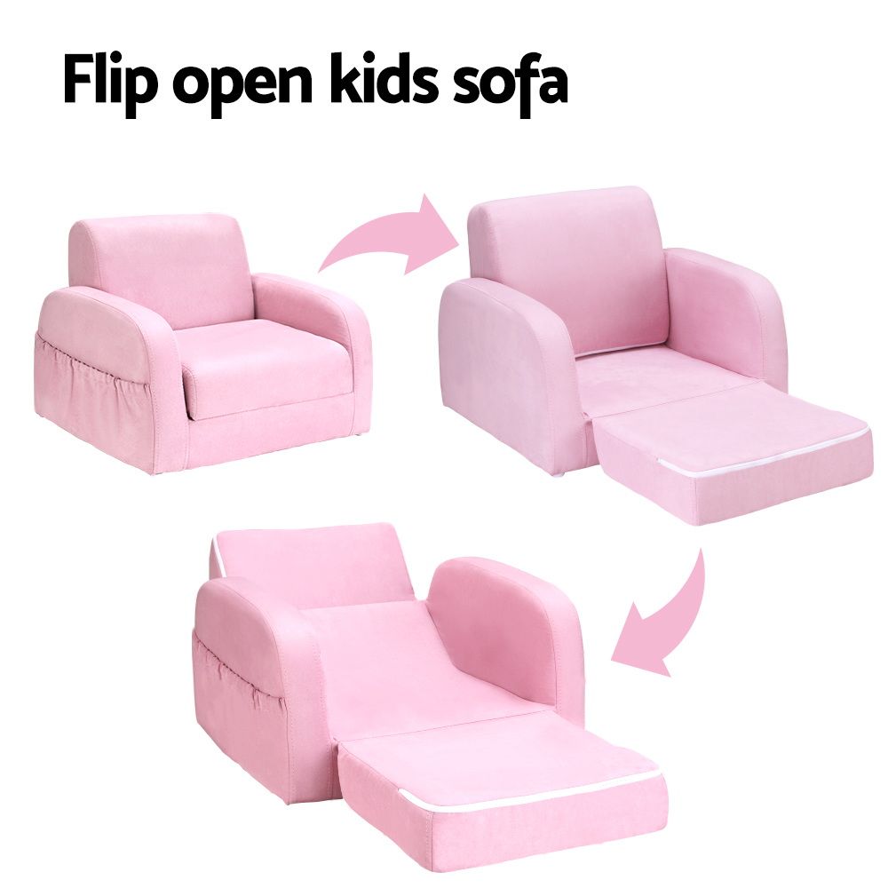 Keezi Kids' Flip-Out Sofa — Pink — product image 6