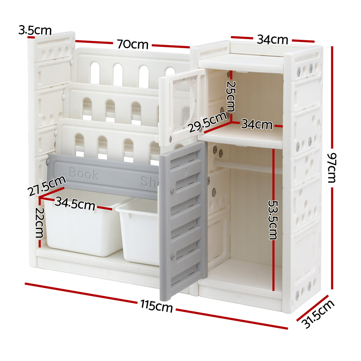 Keezi Kids' Bookshelf & Toy Organiser — 3 Tiers — product image 3