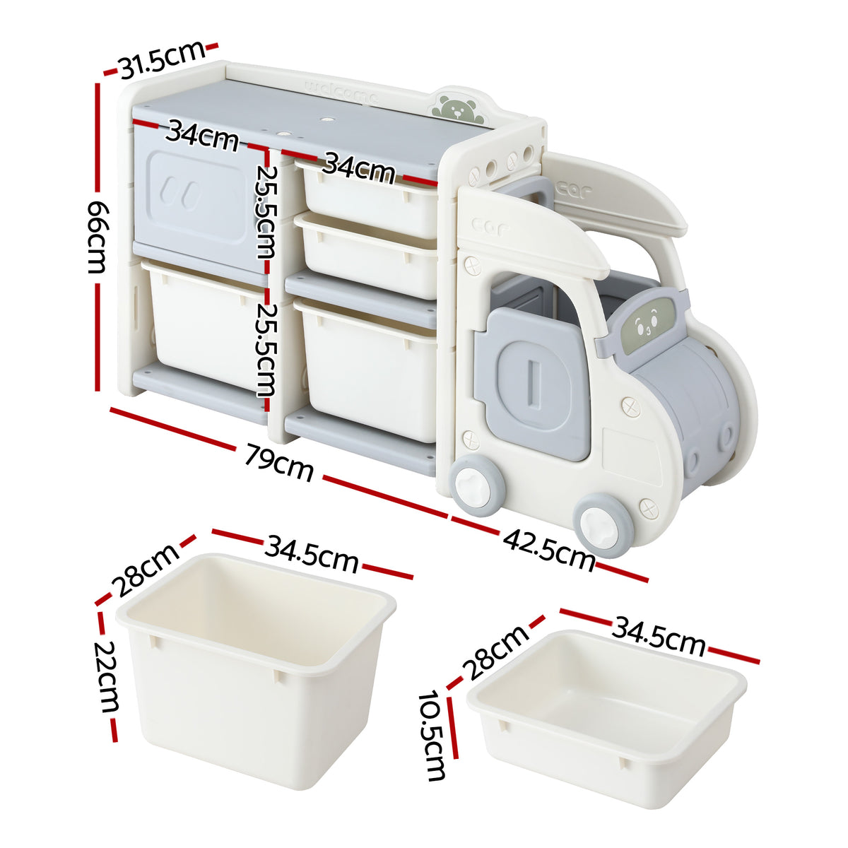 Keezi Toy Storage Cabinet & Bookshelf — 4 Bins — product image 3