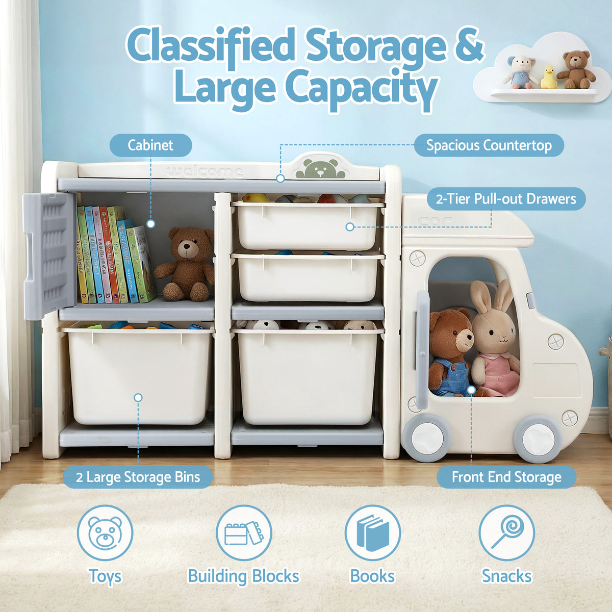 Keezi Toy Storage Cabinet & Bookshelf — 4 Bins — product image 5
